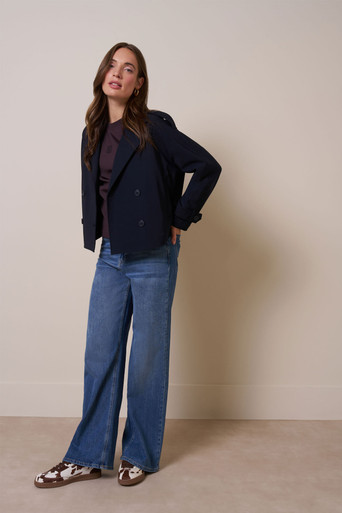 Cato bonded trenchcoat – dark blue