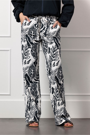 Abigail leaves trousers – ecru/dark blue
