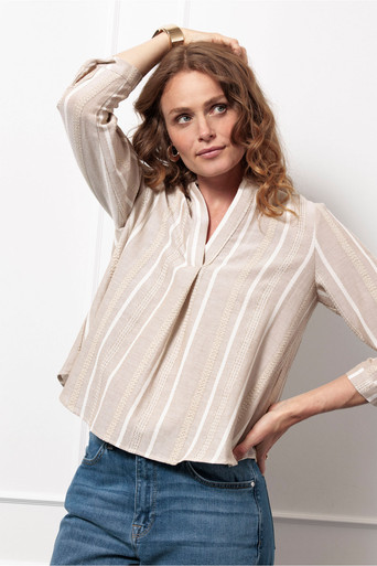 Lieve gold stripe top – latte