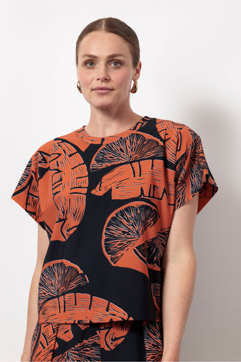 Renske orange top – ginger spice/dark blue