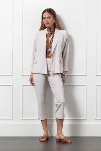 Anne capri linen look trousers – ecru/latte