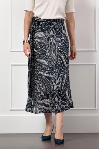 Lara summer dot pareo skirt – dark blue/ecru