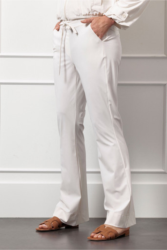 Flair LONG bnd drawstring trousers – ecru