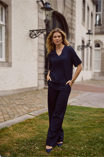 Lexie waffle trousers – dark blue