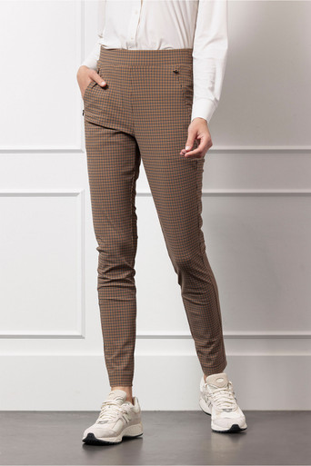 Alma check trousers – caramel/latte