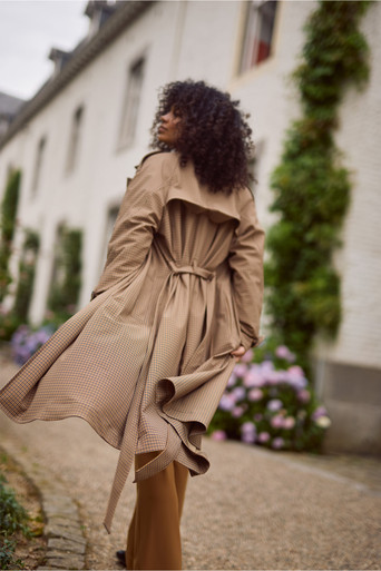 Laurien check trenchcoat - caramel/latte