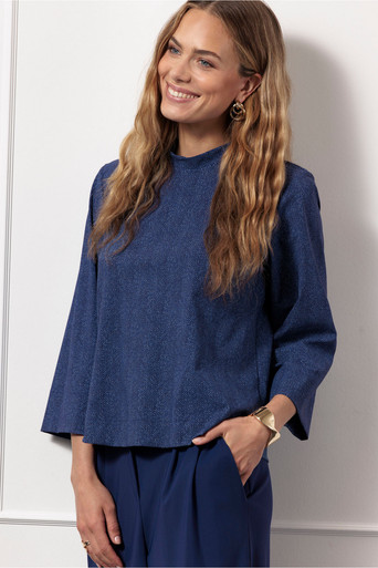 Diana herringbone top – ink blue