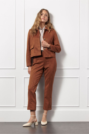 Odilia suedine trousers – caramel