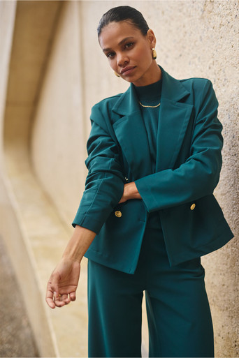 Jade bonded blazer – bottle green