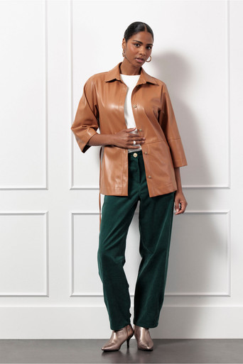Lenny faux leather blouse – cognac