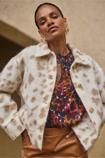 Karlie brushed jacket – kit/cognac