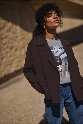 Cato bonded trenchcoat – espresso
