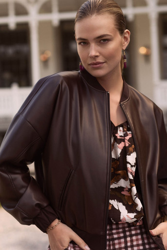 Mayte faux leather bomber – espresso