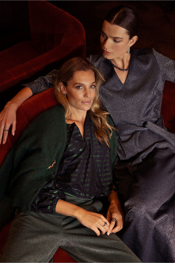Feddie lurex cardigan – dark green