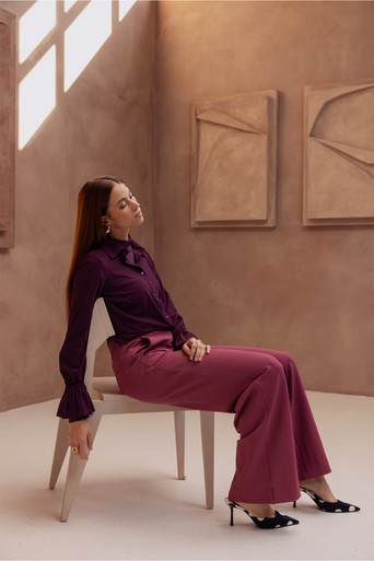 Luz twill trousers – vintage berry