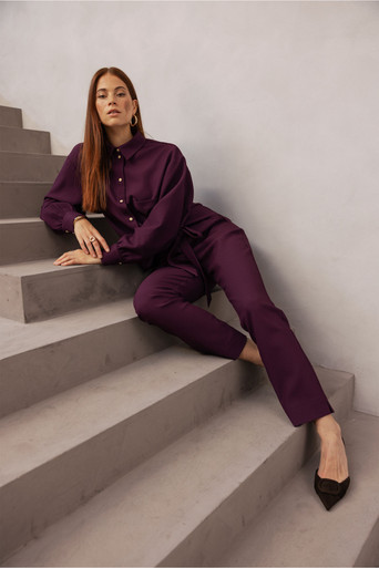 Zarja waffle trousers – blackberry