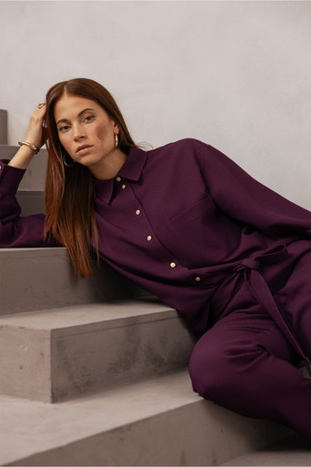 Melani waffle blouse - blackberry