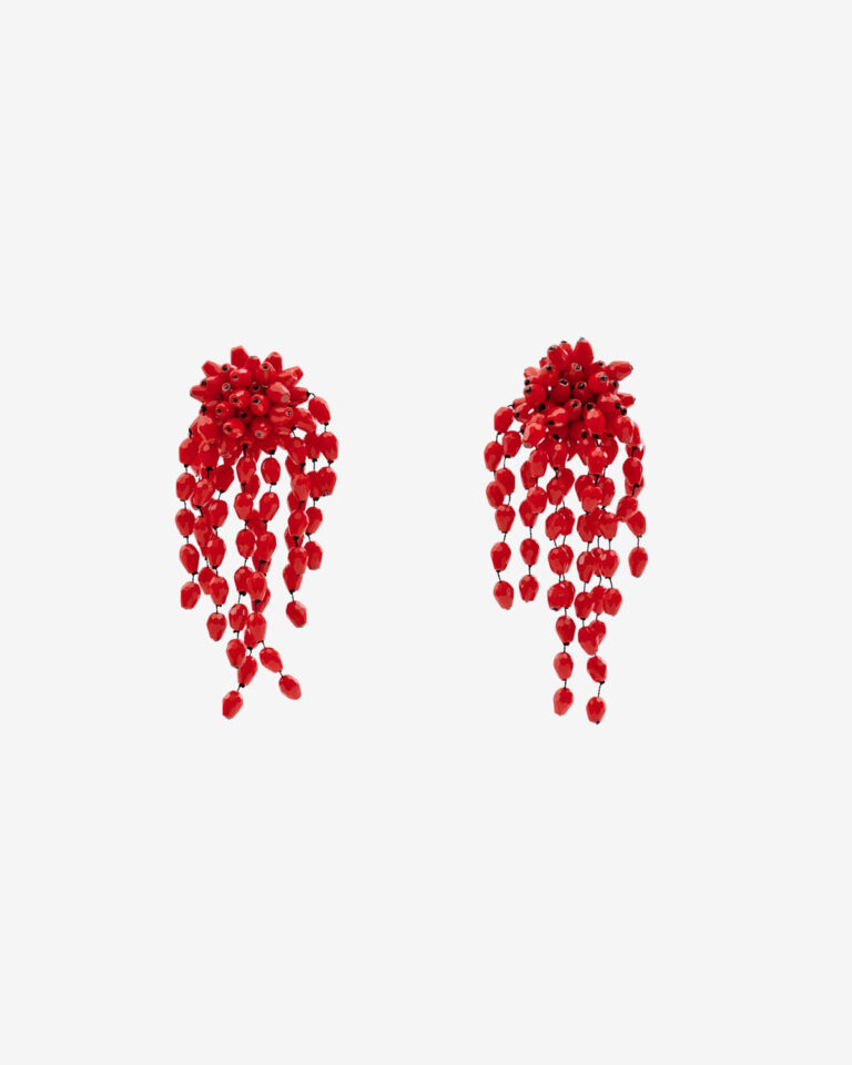 Hanabi Earrings - Red/silver