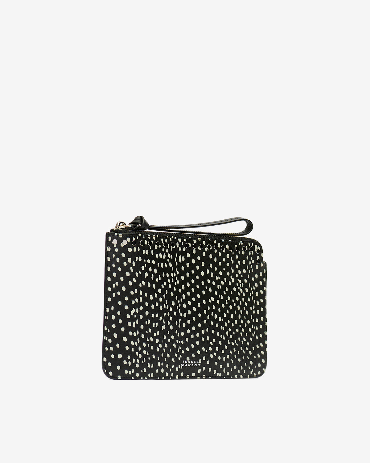 Oskan Polka Flat Pouch – Black/ecru