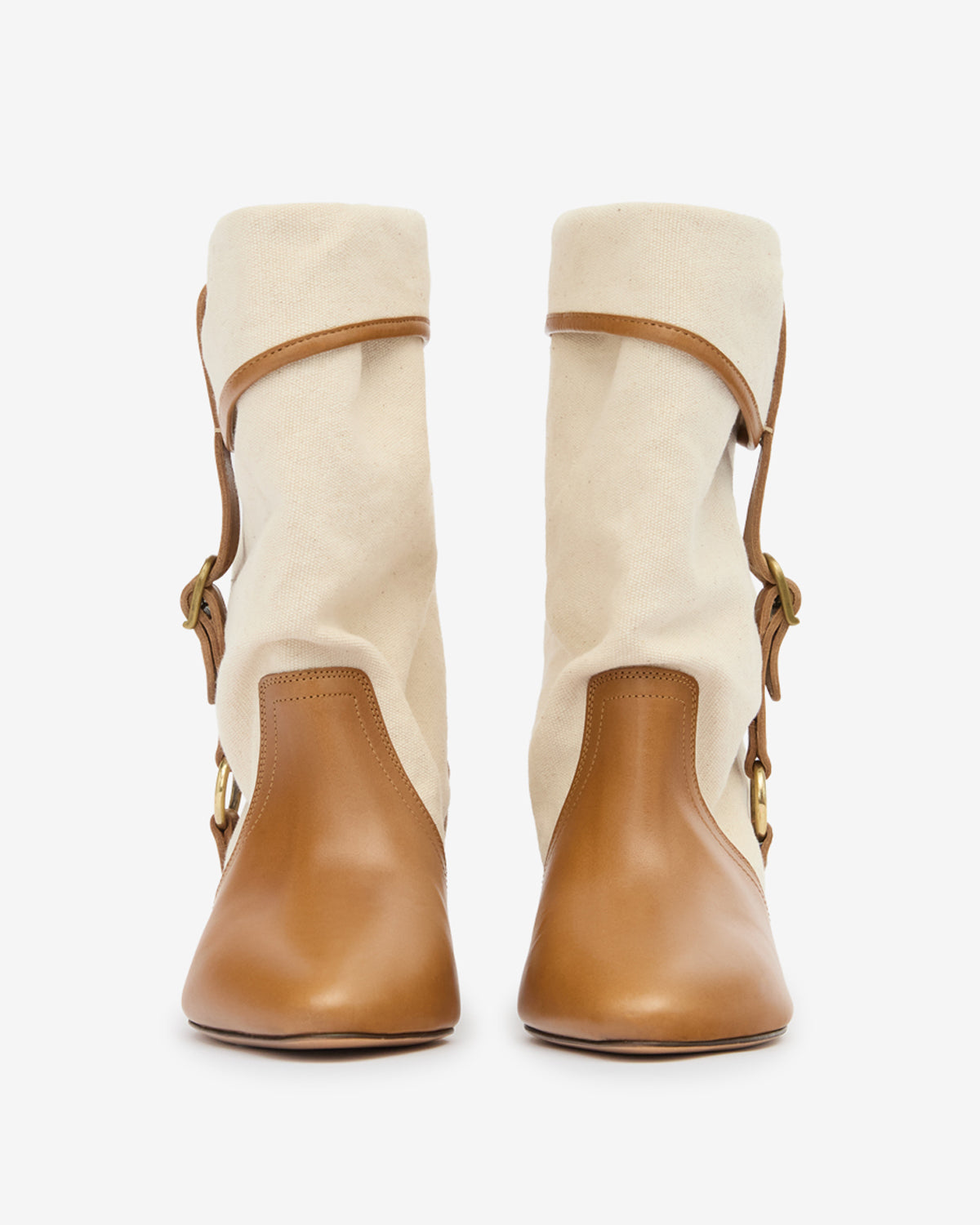 Darner Buckle Boots – Ecru/chestnut