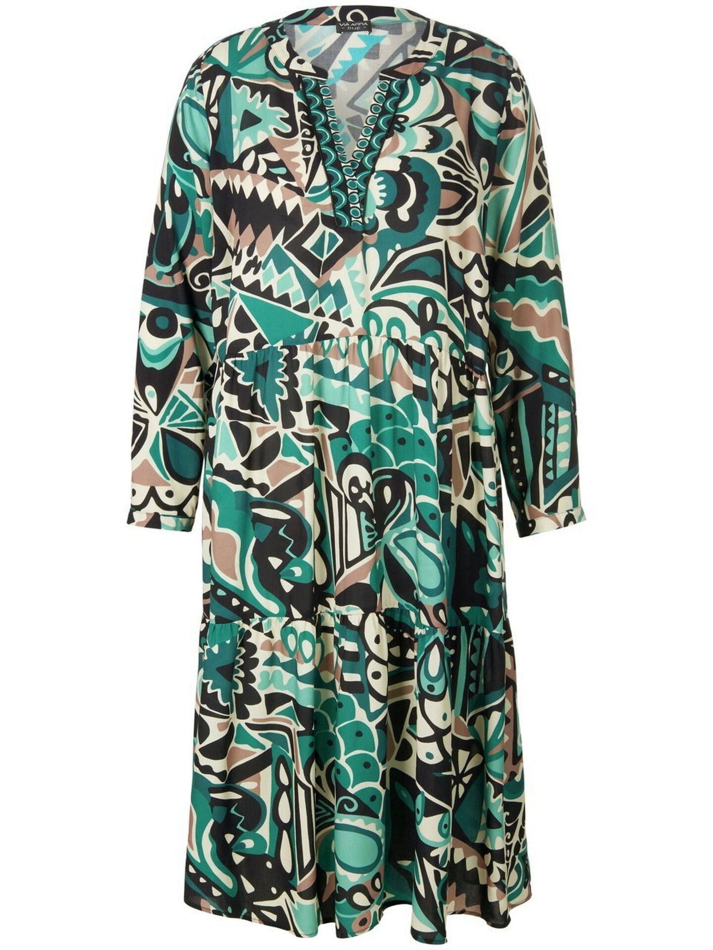 Jersey jurk lange mouwen Van Via Appia Due turquoise