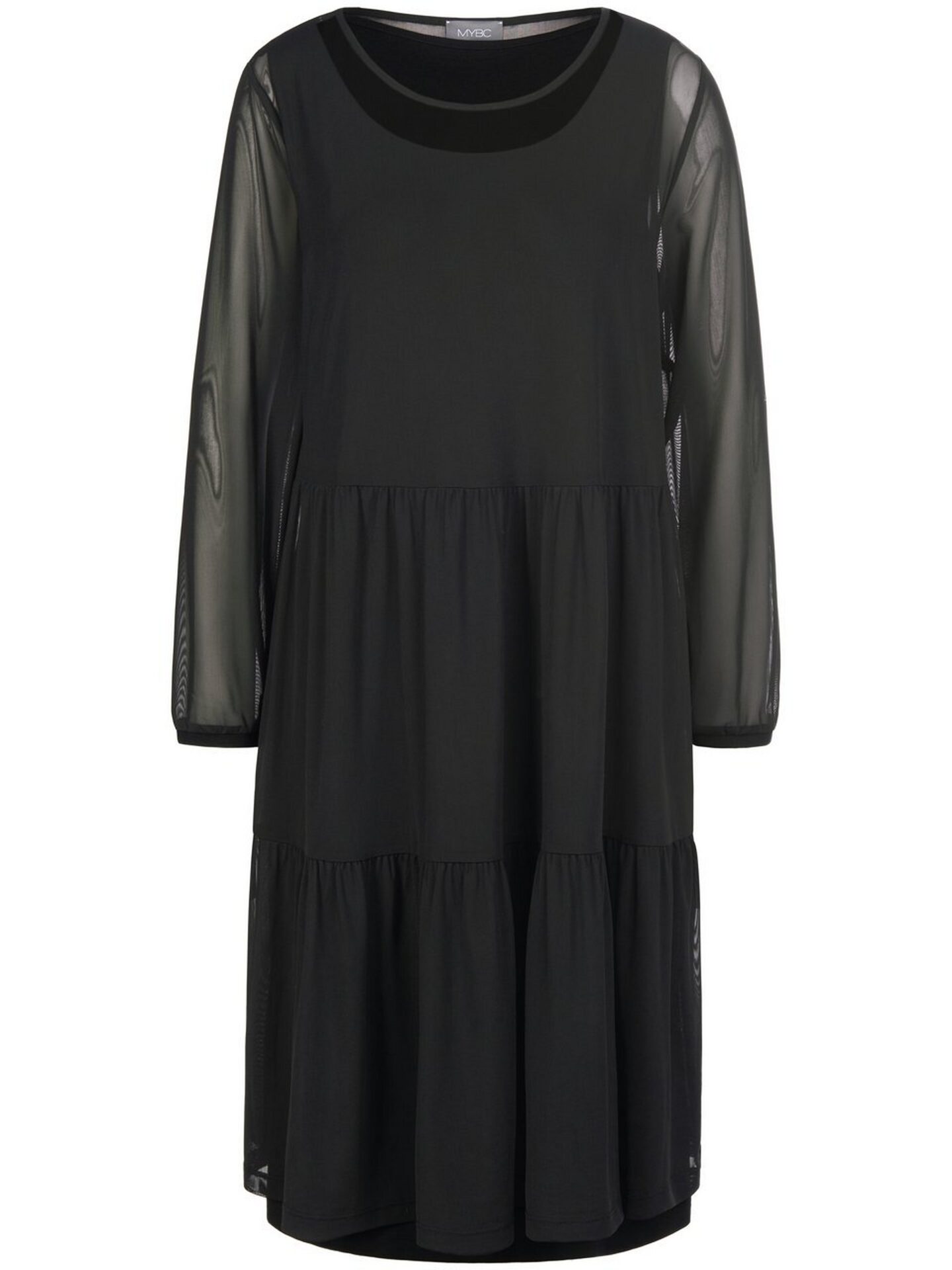 Mesh-jurk lange mouwen Van MYBC zwart