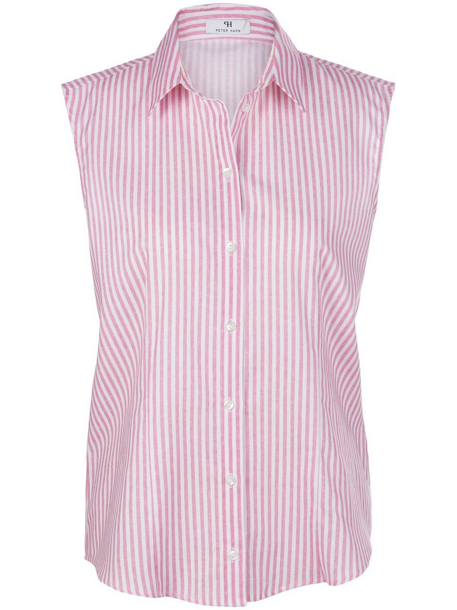 Mouwloze blouse streepmotief Van Peter Hahn roze