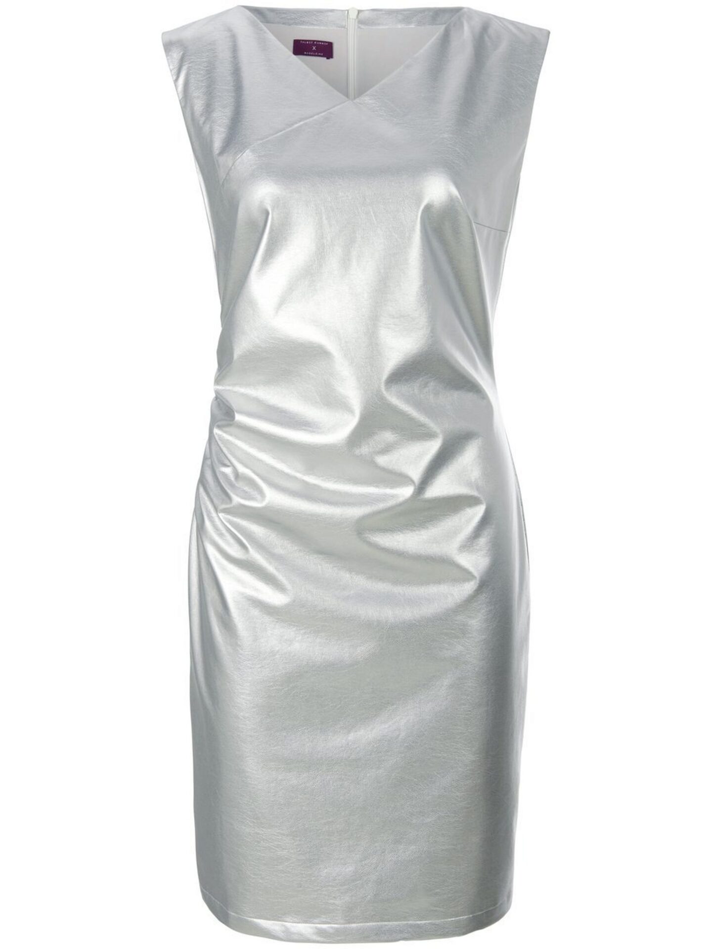 Mouwloze jurk V-hals Van TALBOT RUNHOF X PETER HAHN zilverkleur