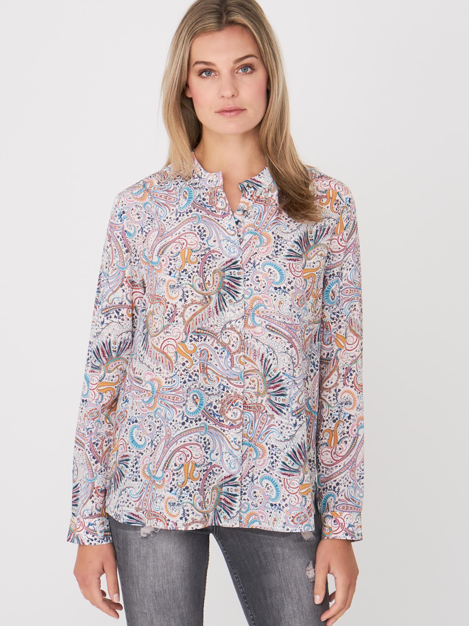 Zijden blouse met fantasie-print